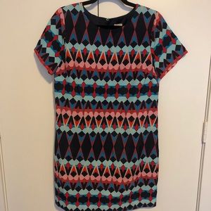 J.Crew patterned short sleeve shift dress